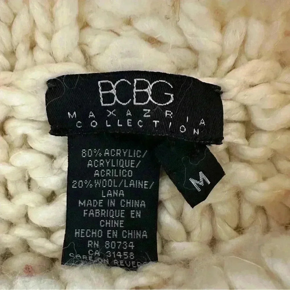 Vintage BCBGMaxazria Collection Chunky Knit Turtleneck Sweater Wool Blend M - Picture 3 of 11